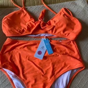 NWT Cupshe orange 🍊 high-waisted bikini